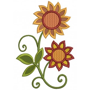 Fall Wild Flowers Filled Machine Embroidery Design Digitized Pattern